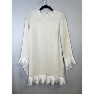 VICTORIA BECKHAM Pleat Detail Shift Dress A-Line Mini in White Size 4 $525